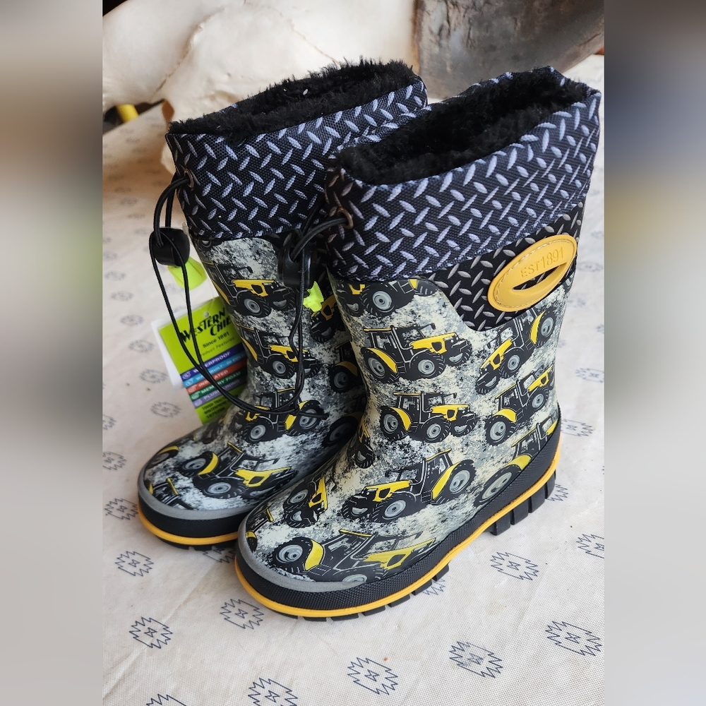 Boys Tractor Insulated Rainboots Toddler 7/8